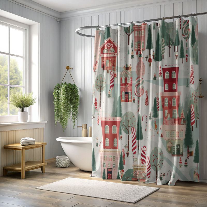 Rideau de douche Candy Cane Route - Premium, H 74 po x l 71 po
