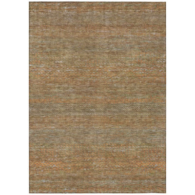 Elenore Brown Washable Indoor-Outdoor Rug - LOOMLAN