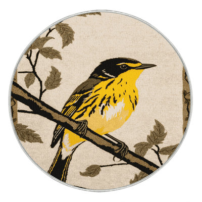 Washable Yellow Warbler Birds Area Rug