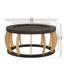 Table basse ronde vintage en rotin et bois massif (90 cm), pieds incurvés, style bohème, idéale pour la salle à manger, la cuisine et le salon, noir et marron.