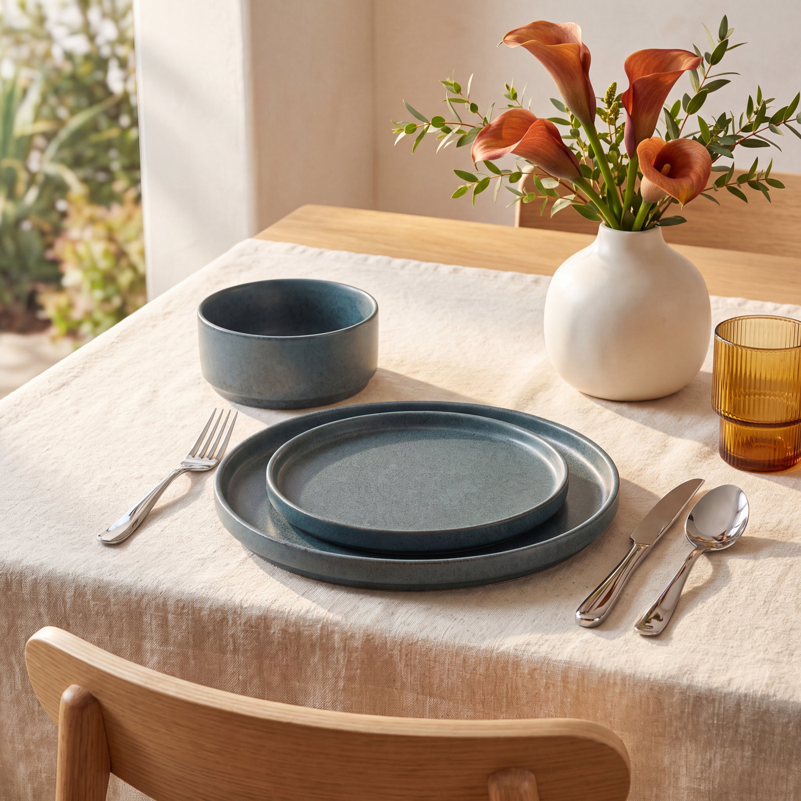 Ceramic Dinnerware Set, Blue