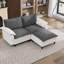 Canapé d'angle Cloud bicolore en forme de L, sectionnel modulable avec pouf, assise profonde 2 places en chenille et coussin-825734943