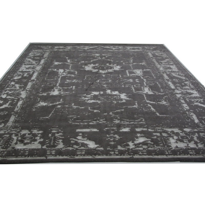 Tapis taupe noué à la main de conception unique 9 pi x 11 pi 10 po