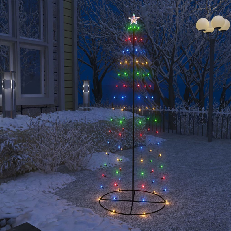 Décoration de Noël en forme de cône de Noël coloré à 100 lumières The Holiday Aisle® 27,6 po x 70,9 po