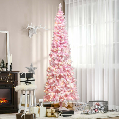 Arbre de Noël artificiel enneigé 6 pi / 7,5 pi avec lumières DEL blanc chaud