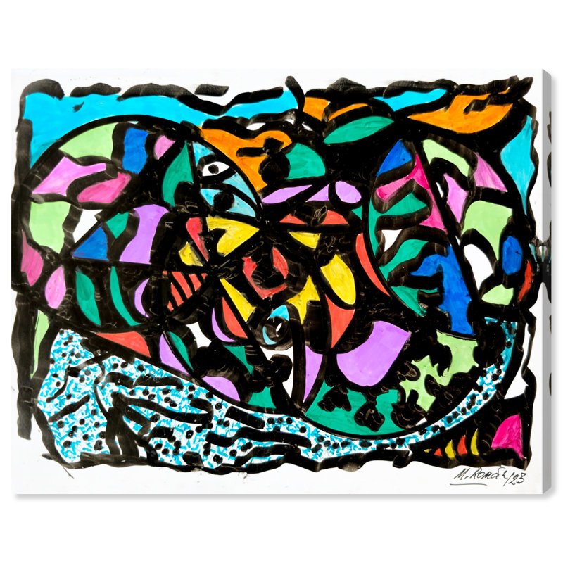 Bright Multicolor Abstract Canvas Wall Art, 36" x 30"