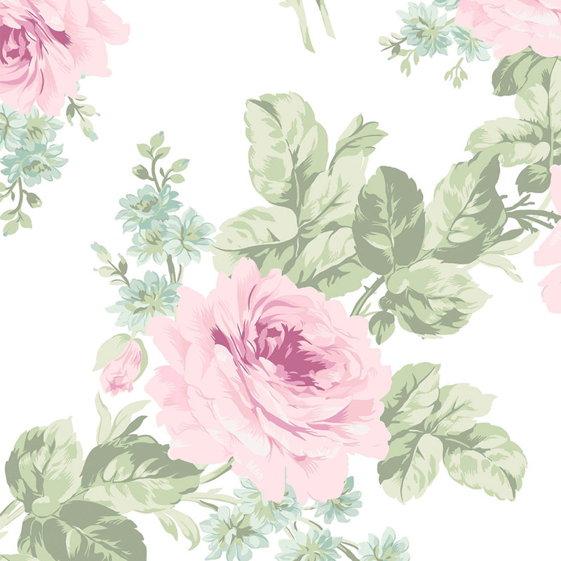 Rachel Ashwell Royal Bouquet Blue Wallpaper, Pink