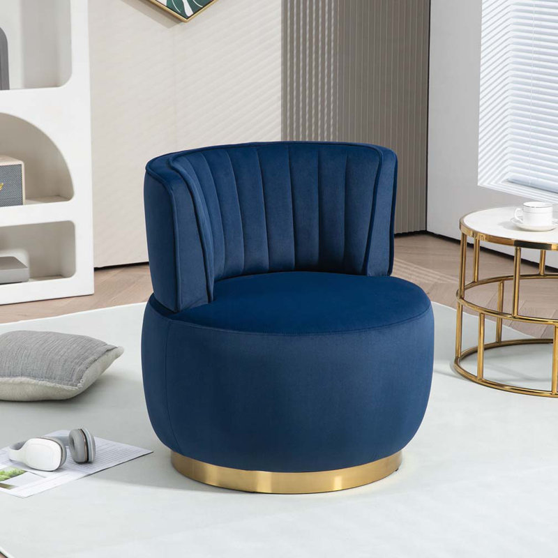 Fauteuil demi-tonneau Accent, Velours marine