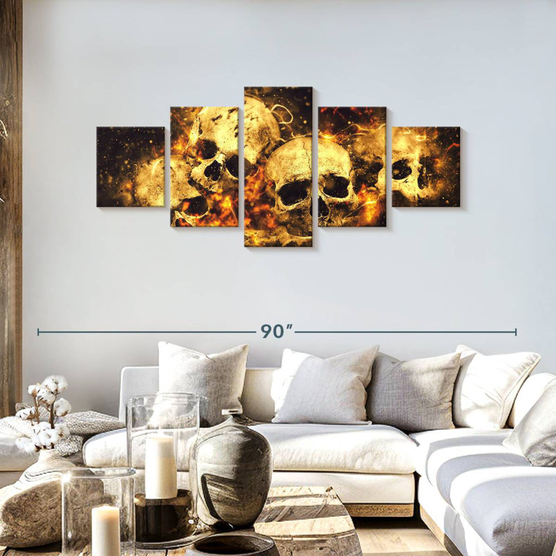 Crânes flamboyants, H 30 po x l 68 po
