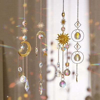 Crystal Suncatcher For Windows Hanging Decor, Prism Sun Catcher With Chain And Hook, Rainbow Maker For Ceiling Garden Home Indoor Ornaments