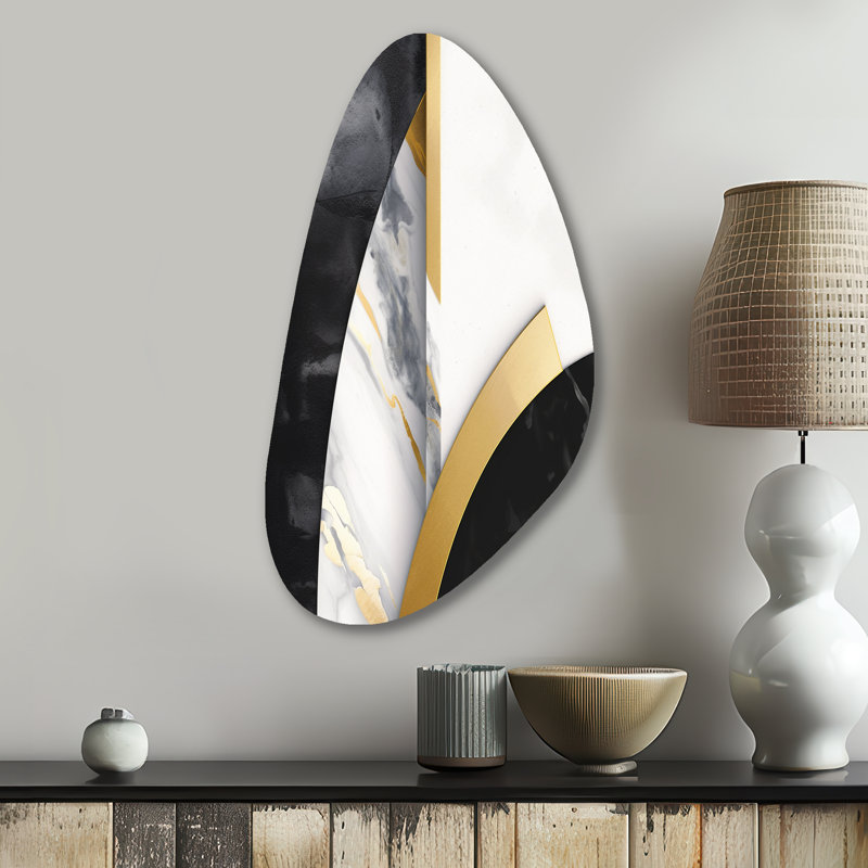 Formes de peinture en marbre - décoration murale en métal de forme unique en marbre, impression d'art asymétrique moderne en métal