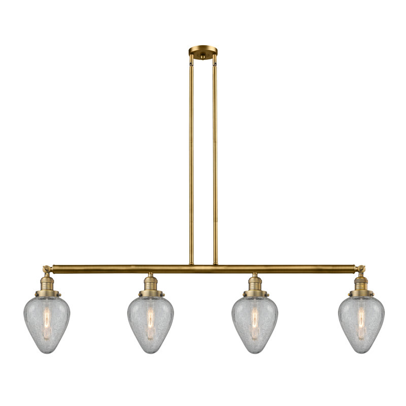 Luminaire suspendu linéaire à 4 lumières pour îlot de cuisine Shauna, DEL, Chrome poli