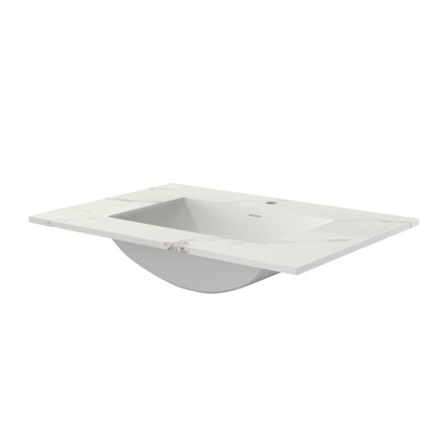 Lavabo rectangulaire encastré en acrylique de 79 cm (31 po) avec trop-plein