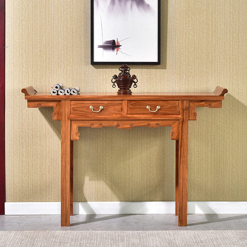 Nouvelle console en bois de style chinois., H 34,6 po x l 46,4 po x P 14 po