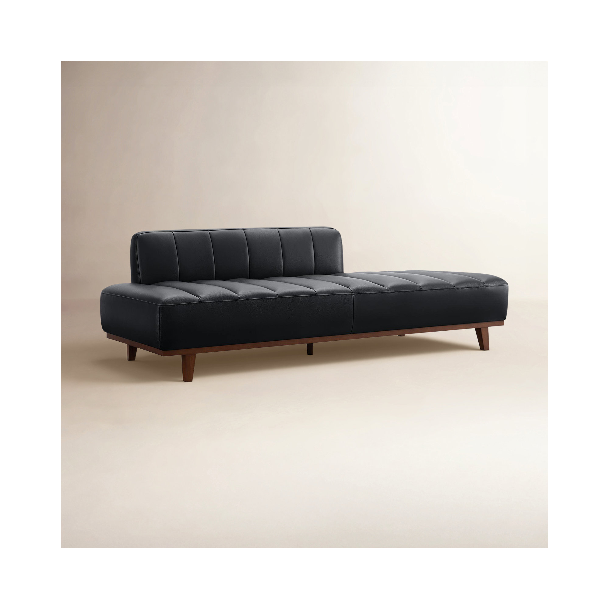 Novi Genuine Leather Upholstered Daybed, Impression Black Genuine Leather