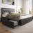 Full Size Upholstered Platform Bed Frame with Color Changing LED Lights and Twin Side Drawers, Modern Tufted Design with Storage Shelves-2034203161-2034203163