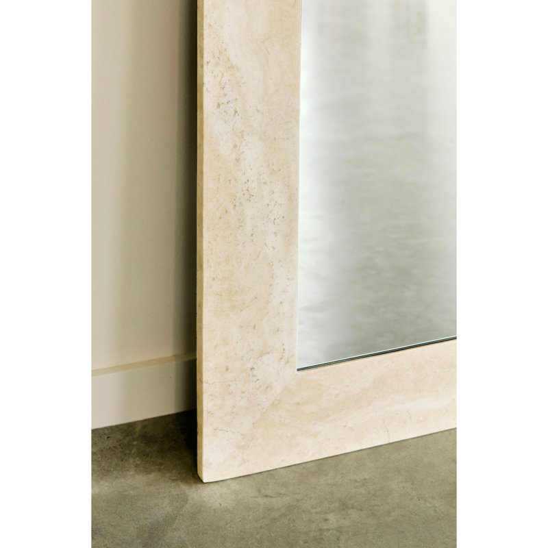 Suna 35 in. x 79 in. Natural Stone Marble Rectangular Framed Mirror