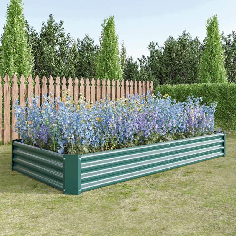 Jardin surélevé en métal 7,6 x 3,7 x 0,98 pi, Vert