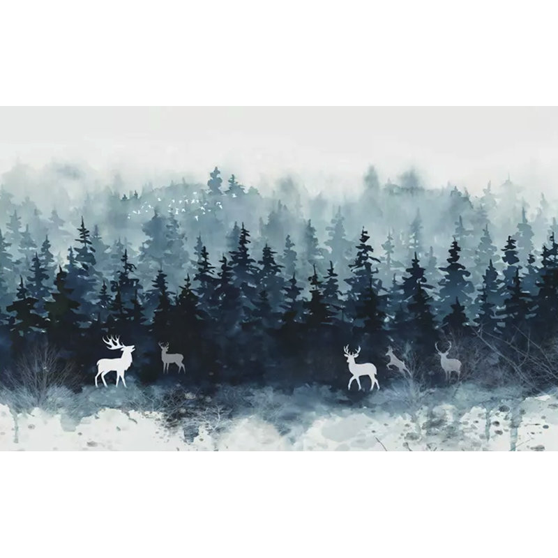 Papier peint amovible forêt forêt, L 48,96 po x l 75 po