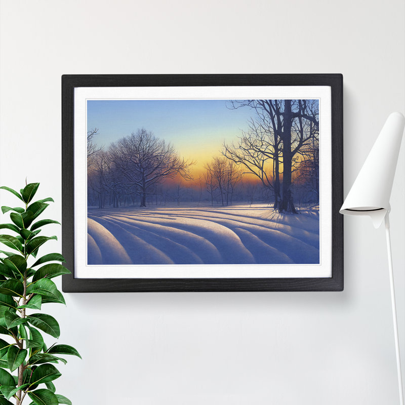 XH1022-10187X Winter Forest Landscape Vol.3 - Single Picture Frame Print, Black, 25cm H x 34cm W x 2cm D