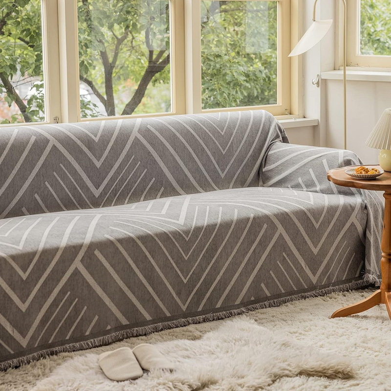 Box Cushion Slipcover, 71" H x 118" W, Gray Chenille