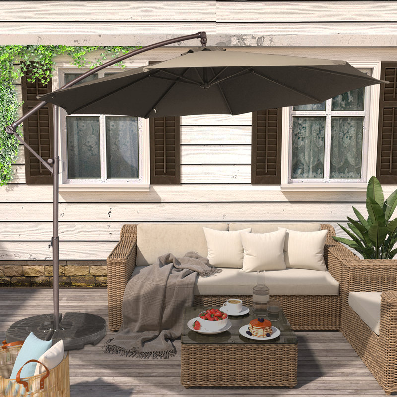 Parasol en porte-à-faux 10 pi Anasa, Brun clair