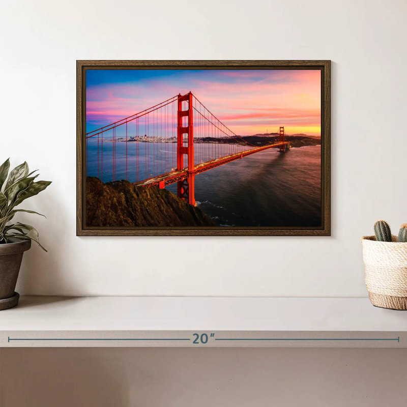 Golden Gate, 13 po x 9 po, Cadre flottant en noyer
