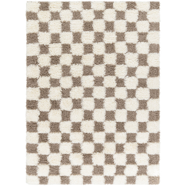 Haefner Checkered Machine Woven Polypropylene Area Rug in Brown