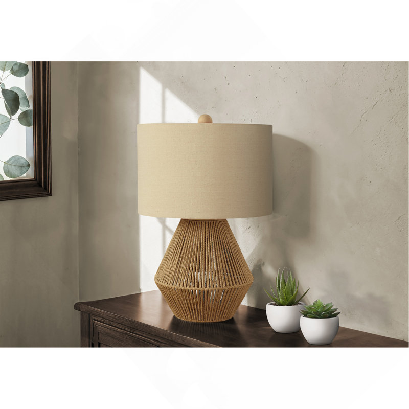 Lighting, 22"H, Table Lamp, Brown Rope, Beige Shade, Transitional