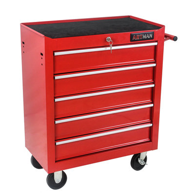 5 Drawer Tool Chest, Tool Storage Cabinet For Garage Storage With 4 Wheels And Locking System