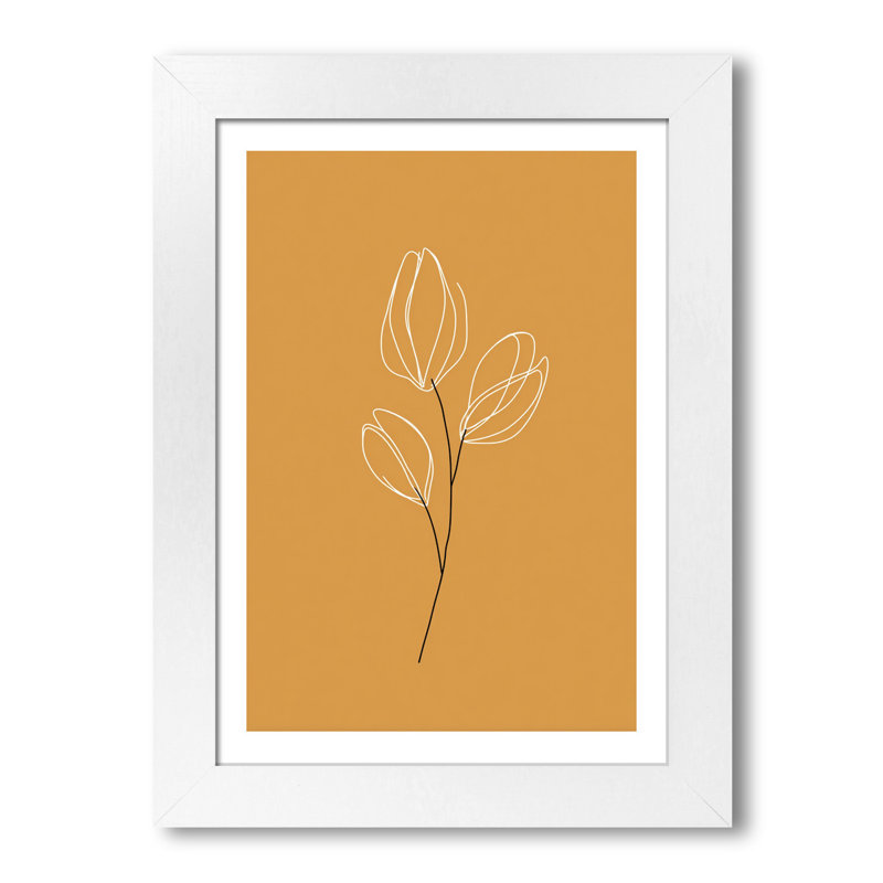 Wall Art Scandinavian botanical linework Home Decor Giclee Art Print minimal mustard tulip illustration elegant Nordic floral lines 1 Piece Wall Art
