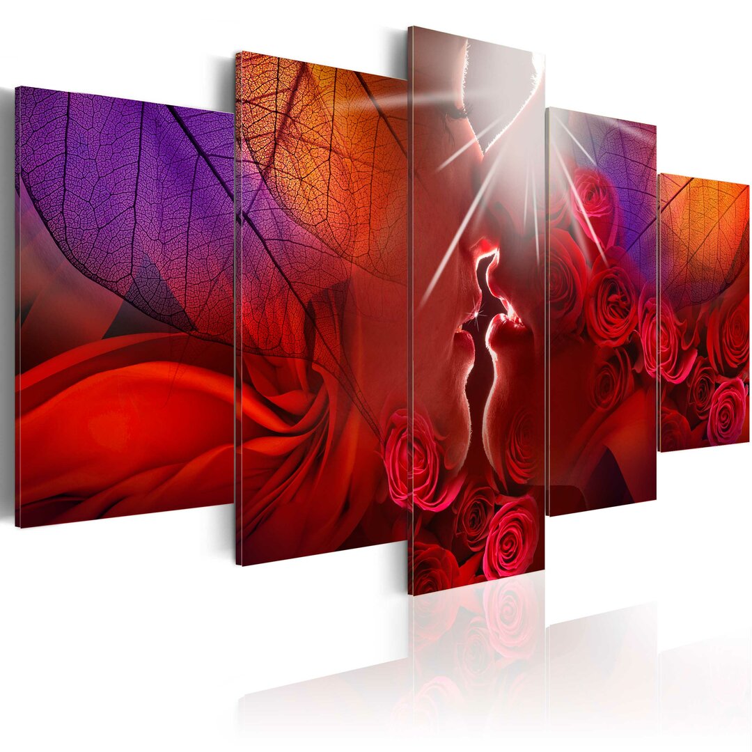 5-tlg. Leinwandbilder-Set - Grafikdruck „Kiss From Rose”