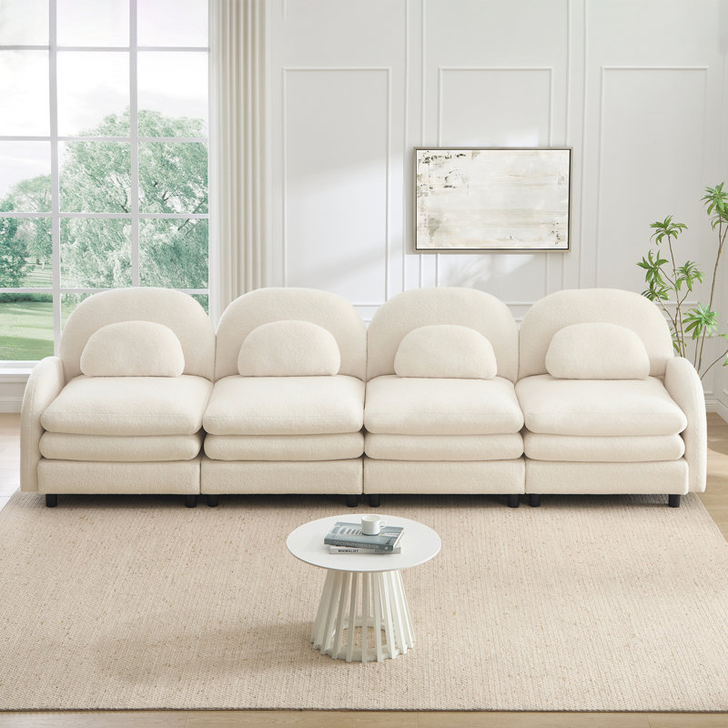 Canapé 4 places Teddy, 35.4" H x 129.1" W x 33.8" D, Beige White