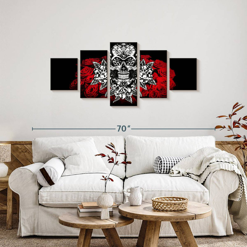 Crâne floral blanc, H 24 po x l 55 po