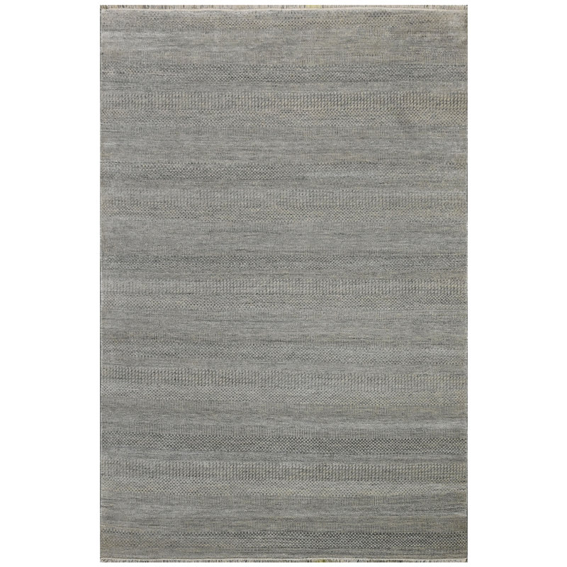 High-Quality Hand-Knotted Silver And Black Area Rug