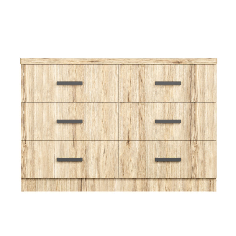 Commode 6 tiroirs Barstis, Chêne naturel