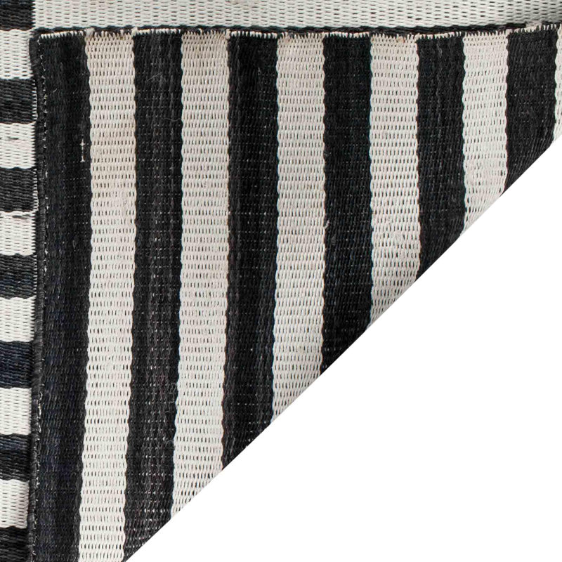 Cameron Striped Area Rug in Black/Ivory, Rectangle 4' x 6'