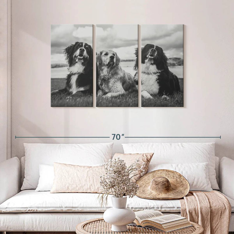 Bernese Mountain Dogs, 28" H x 45" W
