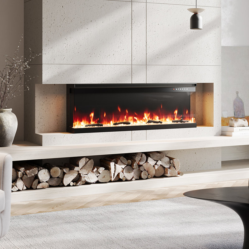 Flores 50inch Recessed/Freestanding Electric Fireplace, 43.9cm H x 127cm W x 19.9cm D