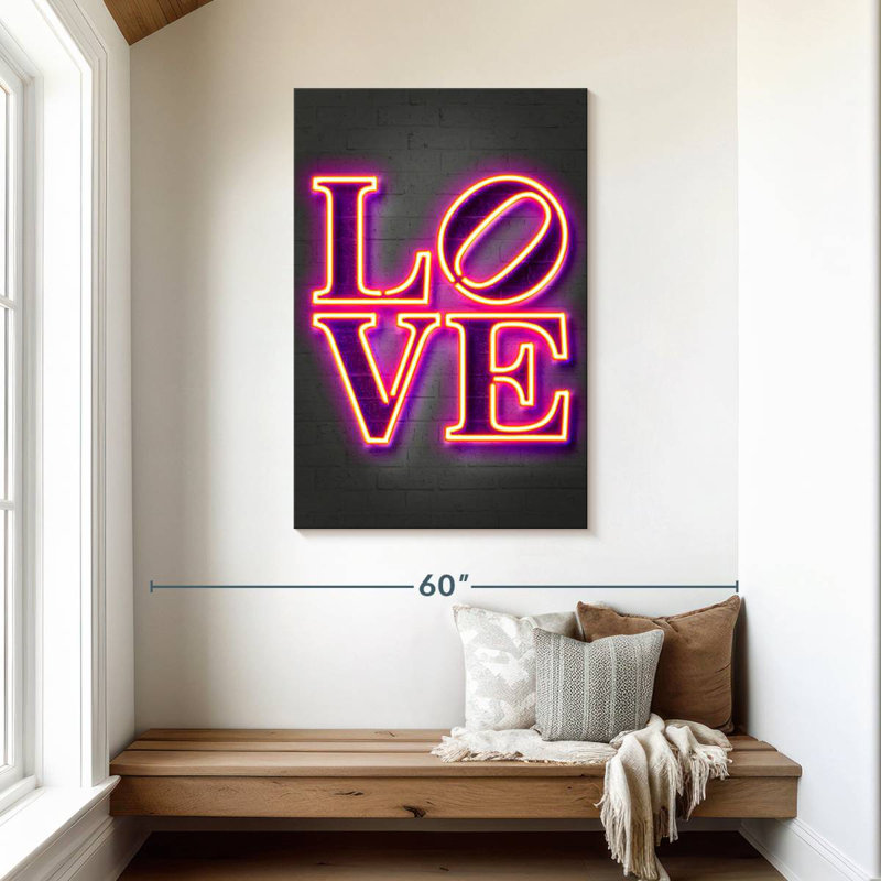 Kema Love In Neon Wall Sign, 45" H x 30" W