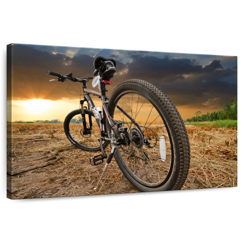 Coucher de soleil Mehar au-dessus d'un vélo, H 34 po x l 51 po