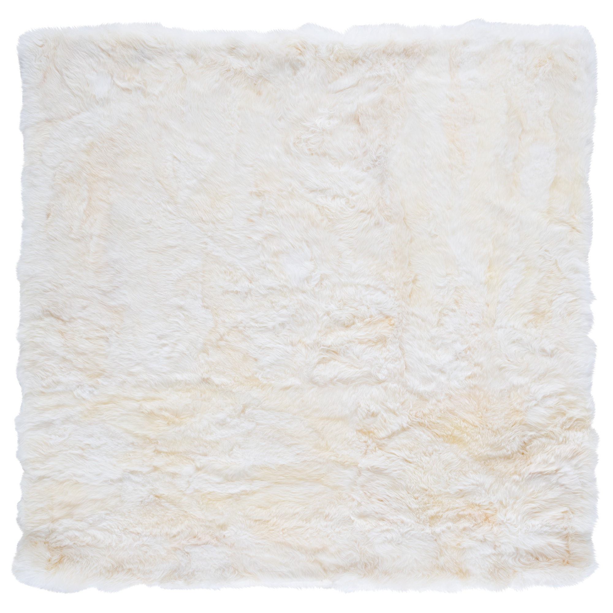 Mera Handmade Sheepskin White Area Rug, Square 5'