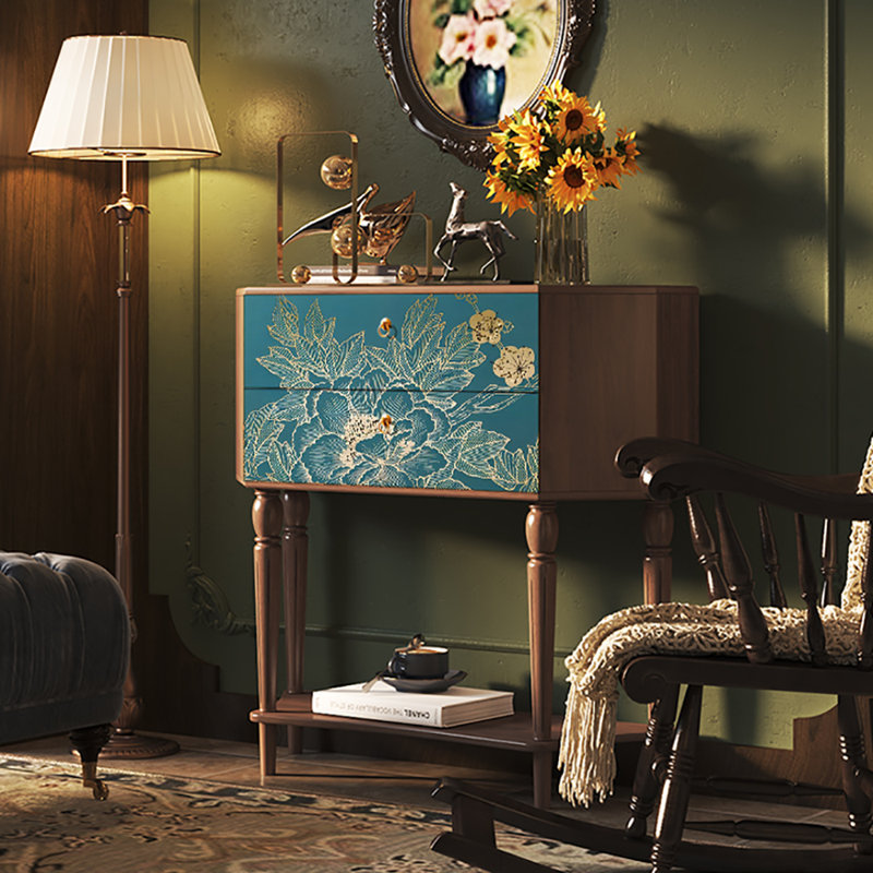 Buffet 33,5 po de style rétro, Brun/bleu