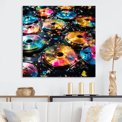 Colorful Disco Fever Vinyls - Vinyl Records Metal Wall Art