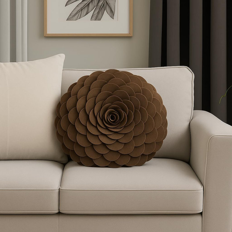  Housse de coussin en polyester, Housse de coussin seulement - sans coussin, 16 po x 16 po, Moka