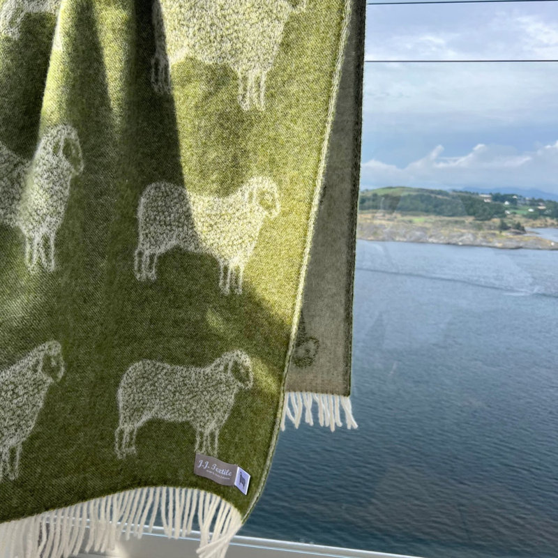 Olive Green Sheep Wool Throw