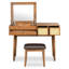 Ensemble coiffeuse 43,3 "en bois avec miroir rabattable et tabouret, coiffeuse avec trois tiroirs et espace de rangement