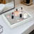 Rectangular Silver Mirrored Tray Glass Organizer With Crush Diamonds