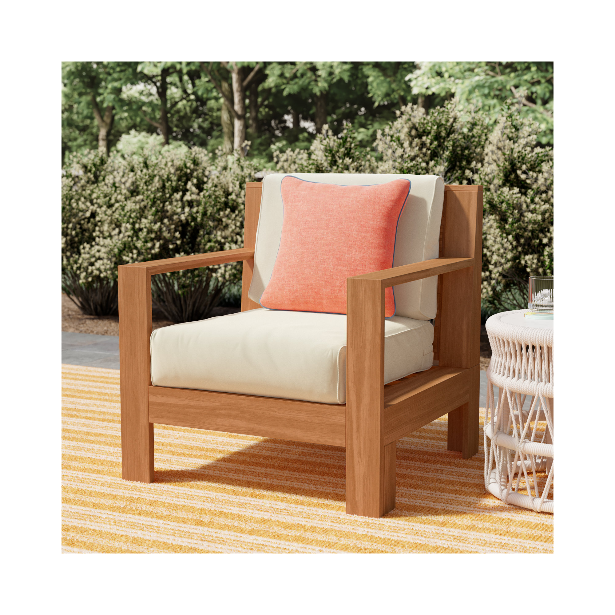 Glenlee Teak Patio Chair with Sunbrella Cushions, Cast Shale Sunbrella®