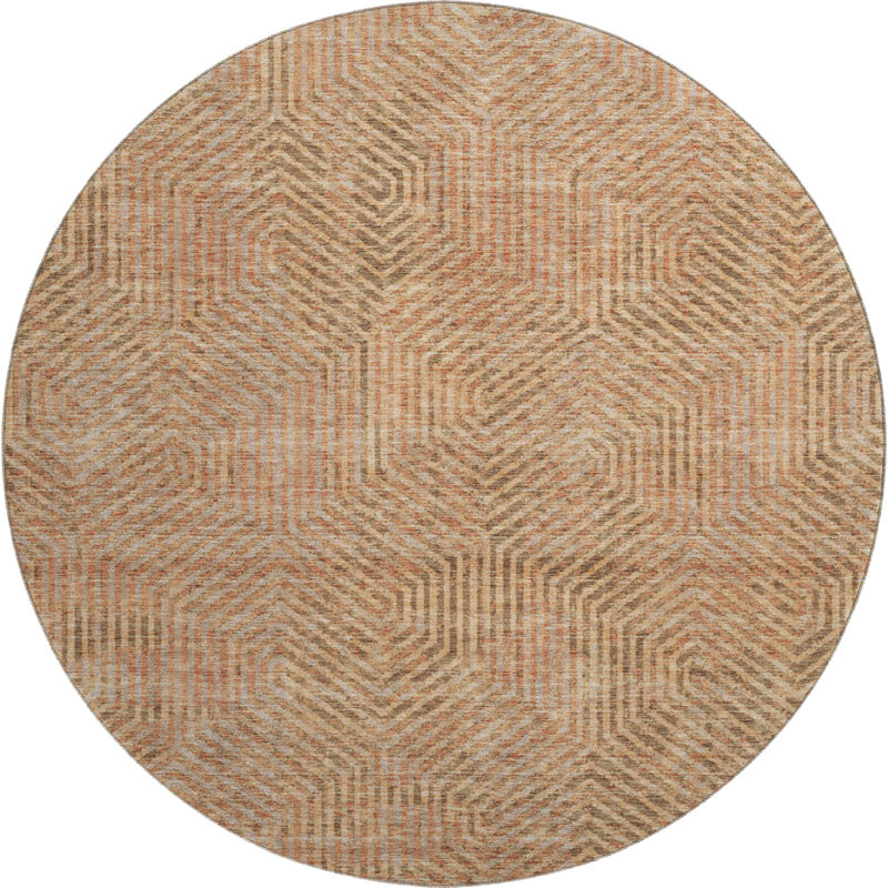 Premium Machine Washable Prisco Copper Rug, Round 8'
